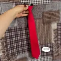 Solid red small tie for women students kids photo props matte finish soft fabric 38x7cm - 38x7cm / Red