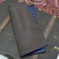 Men's classic brown blue floral jacquard pocket square handkerchief for formal business suit. - Pocket Square / 22x22cm