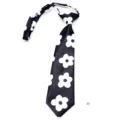 Kids black and white floral print pre-tied necktie cute student fashion accessory - Black and White Flower