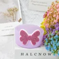 Silicone cup boot sleeve with sparkling pink rhinestone bow, protective bottom cover for 7.5cm tumblers. - Purple
