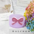 Silicone tumbler boot sleeve for 7.5cm cup protection with pink rhinestone bow - Purple