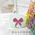 Silicone cup sleeve for Stanley tumbler, mint green protective boot with sparkling pink bow - Light Green