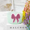 Silicone cup sleeve with pink rhinestone bow, approx 7.5cm Stanley cup accessory protector - Light Green