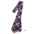 Classic retro plaid necktie for men and women, stylish navy blue and orange patterned tie accessory. - Salmon Orange Plaid 145*7cm