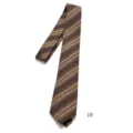 Brown striped tie fabric detail, vintage style men's necktie close-up view pattern. - Camel Three-Tone Stripe 145*7cm