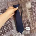 Matte polyester navy blue kids pre-tied necktie with elastic band for daily wear 28x7cm - No. 01 Pre-Tied Necktie / 28x7cm / Navy Blue