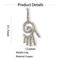 Copper hand pendant detail view showing exact size and material for DIY jewelry making. - Palm (Style 4) / Silver