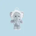 Ciondolo elefante di peluche grigio con cuffia in pizzo bianco, morbido giocattolo peluche borsa. - Piccolo Elefante / 13cm
