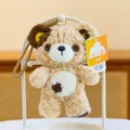 Cute button plush bear keychain pendant, soft stuffed animal bag charm for women and kids. - 16cm / Tan