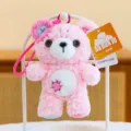 Pink plush bear keychain, cute stuffed animal bag charm and toy pendant for women gift. - 16cm / Pink