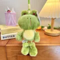 Cute mini dangling legs frog plush doll keychain bag pendant cute frog prince toy - Heart Pattern Style / 18cm