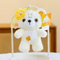 Cute button bear plush keychain white fluffy toy bag pendant lovely gift for women and girls - 16cm / White and Yellow