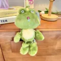 Cute green frog plush toy keychain dangling leg doll bag pendant cute animal accessory - Running Nose Style / 18cm