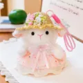 Cute plush sheep bag pendant keychain with straw hat and pink dress, soft toy accessory. - 17cm / Holiday Series Lamb