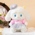 Süßes weißes Schaf Plüschtier Puppe mit rosa Kleid und Pünktchen Mütze, weiches Kuscheltier. - 23cm / Rosa Stil