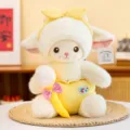 Cute yellow lamb plush toy sheep doll with bow headband and soft companion gift for kids - 16cm / Yellow Bow Style