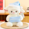 Cute sleeping lamb plush toy with blue nightcap and pillow, soft doll birthday gift for kids. - 16cm / Blue Hat Style
