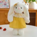 Simpatico coniglietto di peluche con orecchie lunghe e vestito a pois morbido regalo per bambine - 38 cm / Vestito Giallo Coniglio Bianco