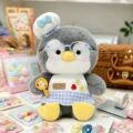 Jolie peluche pingouin avec toque de chef et lunettes, doux jouet en peluche rembourre pour enfants. - Manchot Gris Avec Lunettes 28cm
