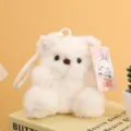 White plush bear keychain cute fluffy stuffed animal toy bag pendant and fluffy charm decor - White
