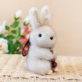 Fluffy faux rabbit fur plush toy cute bunny bag pendant keychain lovely gifts for kids - Off-white Bunny