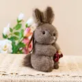 Fluffy brown rabbit plush toy keychain cute simulation bunny doll bag charm gift ornament - Maroon Rabbit
