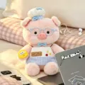 Adorable peluche de cochon cuisinier avec lunettes et tablier à carreaux, cadeau idéal pour enfants. - Cochon Rose Avec Lunettes 28cm