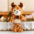 Cute plush deer keychain bag pendant soft stuffed animal toy with hanging strap and cute tag. - Sika Deer Dangling Legs Version 16cm