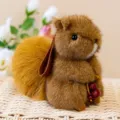 Fluffy simulation rabbit plush toy bag pendant cute brown bunny keychain gift accessory - Brown Squirrel