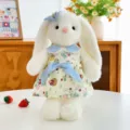Lindo peluche de conejo de orejas largas vestido de niña muñeca suave regalo para niños - Vestido Azul Canguro Conejo Blanco