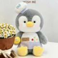 Mignon pingouin chef en peluche douce poupée animal avec chapeau tablier cadeau pour enfants - Manchot Gris Grand Sans Lunettes 40cm