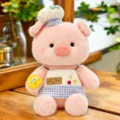 Adorable peluche cochon rose avec toque de chef et tablier, poupée en peluche pour enfant. - Cochon Rose Grand Sans Lunettes 40cm