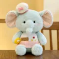 Mignon peluche éléphant bleu avec toque de chef et tablier, doudou doux cadeau pour enfants. - Éléphant Bleu Grand Sans Lunettes 40cm