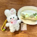 Soft plush bunny rabbit doll pendant keychain cute healing companion toy gift bag charm fluffy - White Rabbit Scarf Style