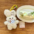 Fluffy white bunny plush pendant keychain, cute stuffed animal toy bag charm with star bib. - Brown Rabbit Scarf Style