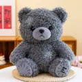 Vintage retro patch krullende teddybeer pluche speelgoed schattige helende pop geschenken - 25cm / Grijs