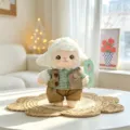 Schattig lam pluche popje met groen ruitjeshemd en bruin vestje, perfecte tasbedel hanger. - Groen Geblokte Broek Stijl (Man) / 20cm