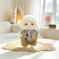 Leuke pluche lammetje pop variant met vest en broek, zacht gevuld dier speelgoed voor kinderen. - Blauw Geblokte Broek Stijl (Man) / 20cm