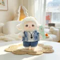 Schattig pluche schaap speelgoed met denim vest, zachte knuffel pop hanger sleutelhanger. - Denim Jas Stijl 1 (Man) / 20cm