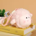 Cute pink fluffy sheep plush toy keychain, soft stuffed animal bag charm pendant for keys. - Pink / 18cm