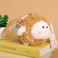 Fluffy brown sheep plush keychain, cute round animal bag pendant and soft toy accessory. - Brown / 18cm