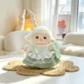 Schattige pluche schaap knuffel met groen geruite jurk, zachte speelgoed pop voor cadeau en tas - Groen Geblokte Tutu Jurk (Vrouw) / 20cm