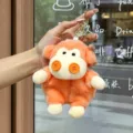 Plush monkey keychain cute button doll fluffy toy bag charm pendant soft gift ornament - 16cm (With Beads) / Button Series - Monkey