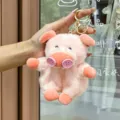 Cute plush pig keychain, soft stuffed animal bag pendant charm, pink toy gift for kids. - 16cm (With Beads) / Button Series - Pig