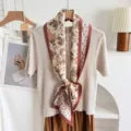 Silk wool blend scarf top set vintage floral ribbon fashion versatile elegant women apparel - Brick Red Paisley