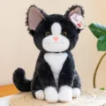 Cute black and white plush cat toy stuffed animal sitting doll for kids birthday gift. - 24cm / Mackerel Cat