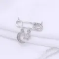 Silver safety pin moon star pendant rhinestone DIY handmade jewelry accessory charm component - Closed Loop Moon Planet Style (ZX751) / 21x10mm / Palladium Color
