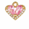Sparkling heart-shaped pink cubic zirconia pendant charm DIY jewelry accessory for necklace. - Heart Style (ZX1638) / 14K Gold Pink Rhinestone