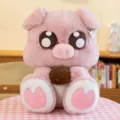 Cute Pink Pig Plush Toy Big Eyes Stuffed Doll with Cookie Hugging Pillow for Gift - Pig / 23cm