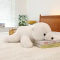Cute Lying Polar Bear Plush Toy Stuffed Animal Soft Doll Companion Sleeping Pillow - White Bear / 55cm (0.8kg)
